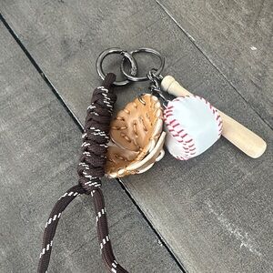 Baseball Glove and Bat Keychain